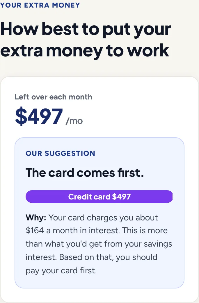Sarah's report, section 06: Put your extra money to work